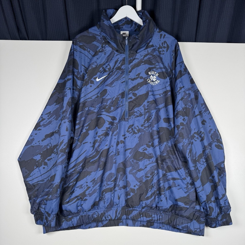 NIKE UNC North Carolina Tar Hells Anaorak Half Zip Jacket Blue Camo - Men's XXL